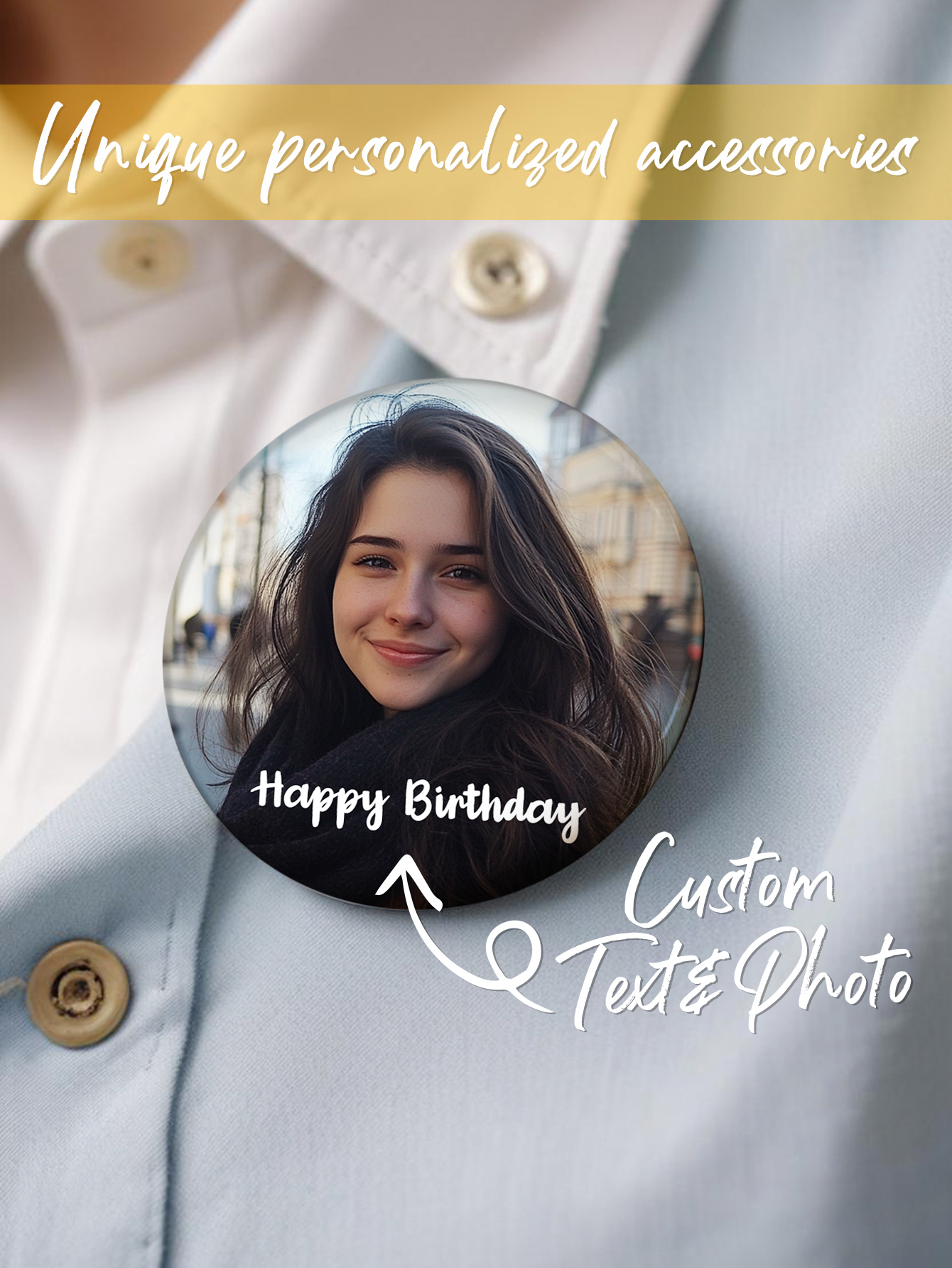 Broche Personnalisée Avec Photo Et Texte, Badge Personnalisé, Cadeau Amusant - CustWitFR