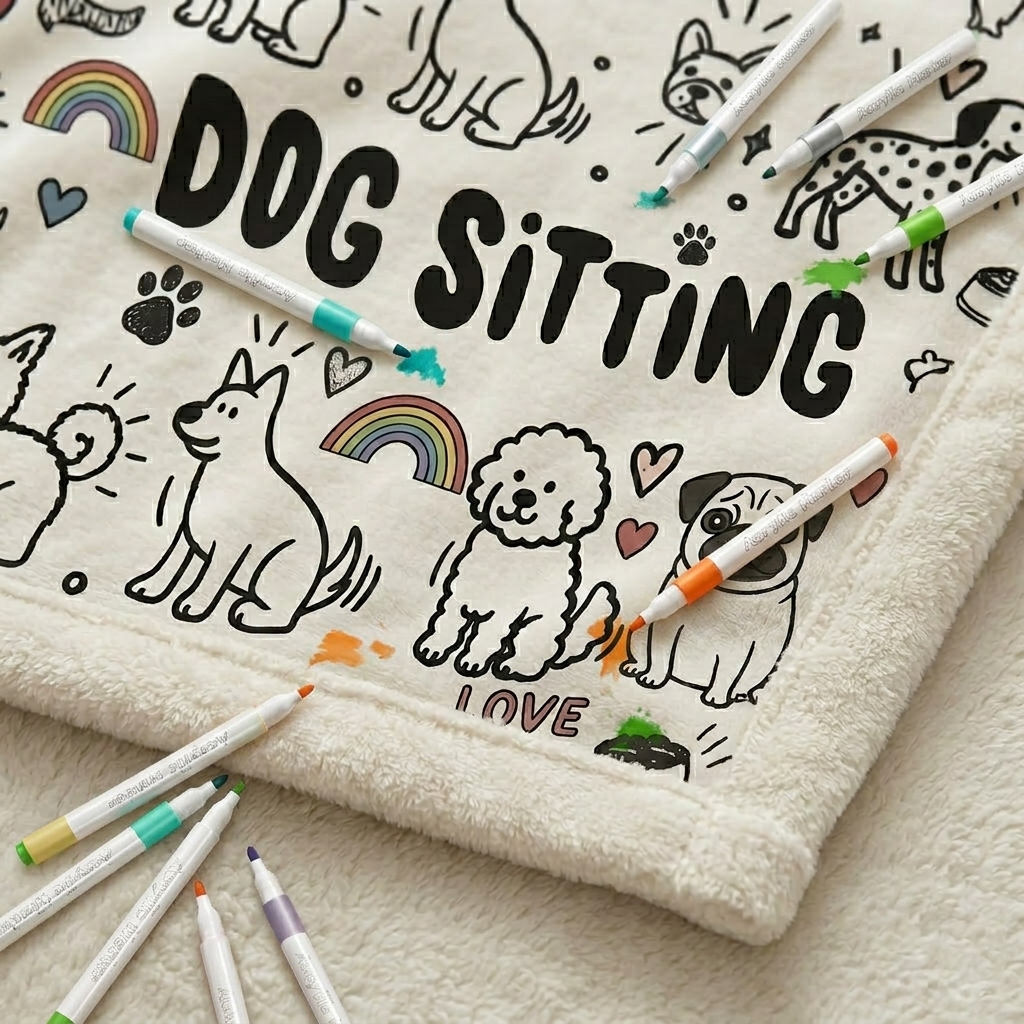Couverture De Dessin Bricolage Doodle Chats Et Chiens Couvertures Pour Animaux De Compagnie, Couvertures D'art Lavables Personnalisables Pour Les Amoureux Des Chats - CustWitFR