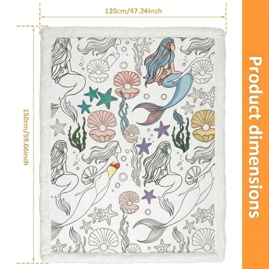 Couverture De Dessin à Faire Soi-même, Couvertures De Vie Marine Doodle, Couvertures Artistiques Lavables Et Personnalisables Pour Enfants Et Adultes - CustWitFR