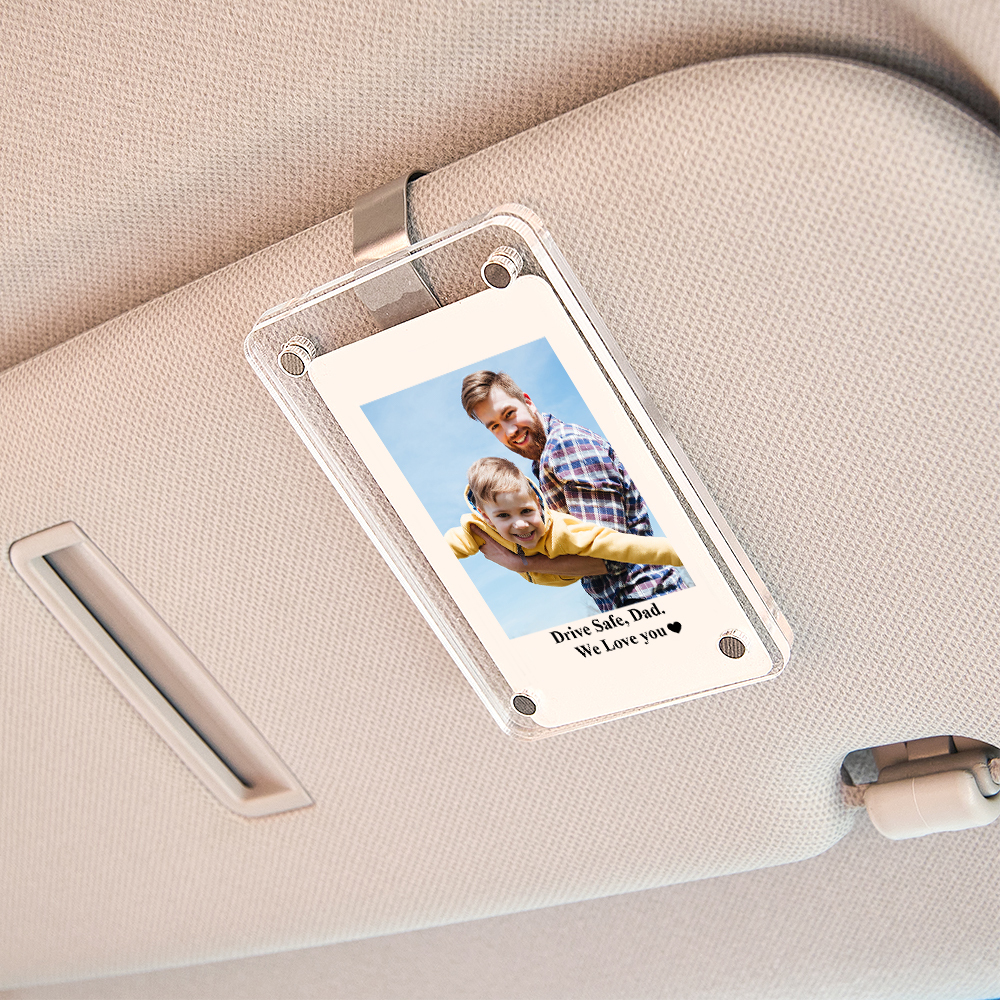 Clip De Pare-soleil De Voiture Personnalisé Avec Photo Et Texte En Acrylique, Cadeau De Fête Des Pères Pour Lui - CustWitFR