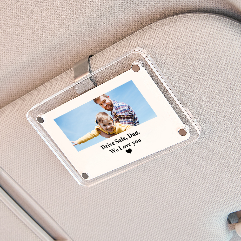 Clip De Pare-soleil De Voiture Personnalisé Avec Photo Et Texte En Acrylique, Cadeau De Fête Des Pères Pour Lui - CustWitFR