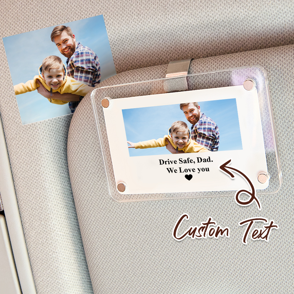 Clip De Pare-soleil De Voiture Personnalisé Avec Photo Et Texte En Acrylique, Cadeau De Fête Des Pères Pour Lui - CustWitFR