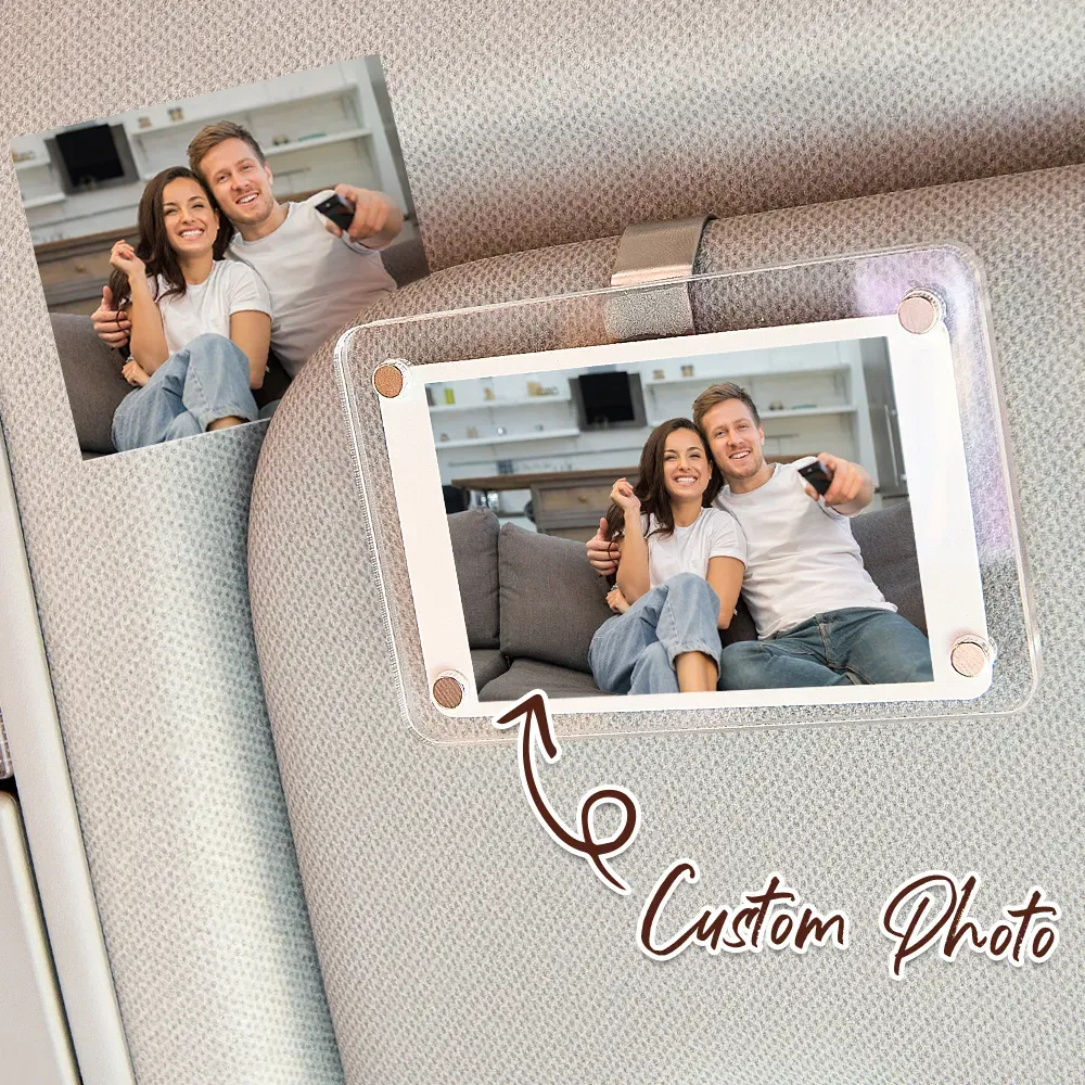 Personalized Car Photo Holder – Custom Sun Visor Clip | Couple Gift