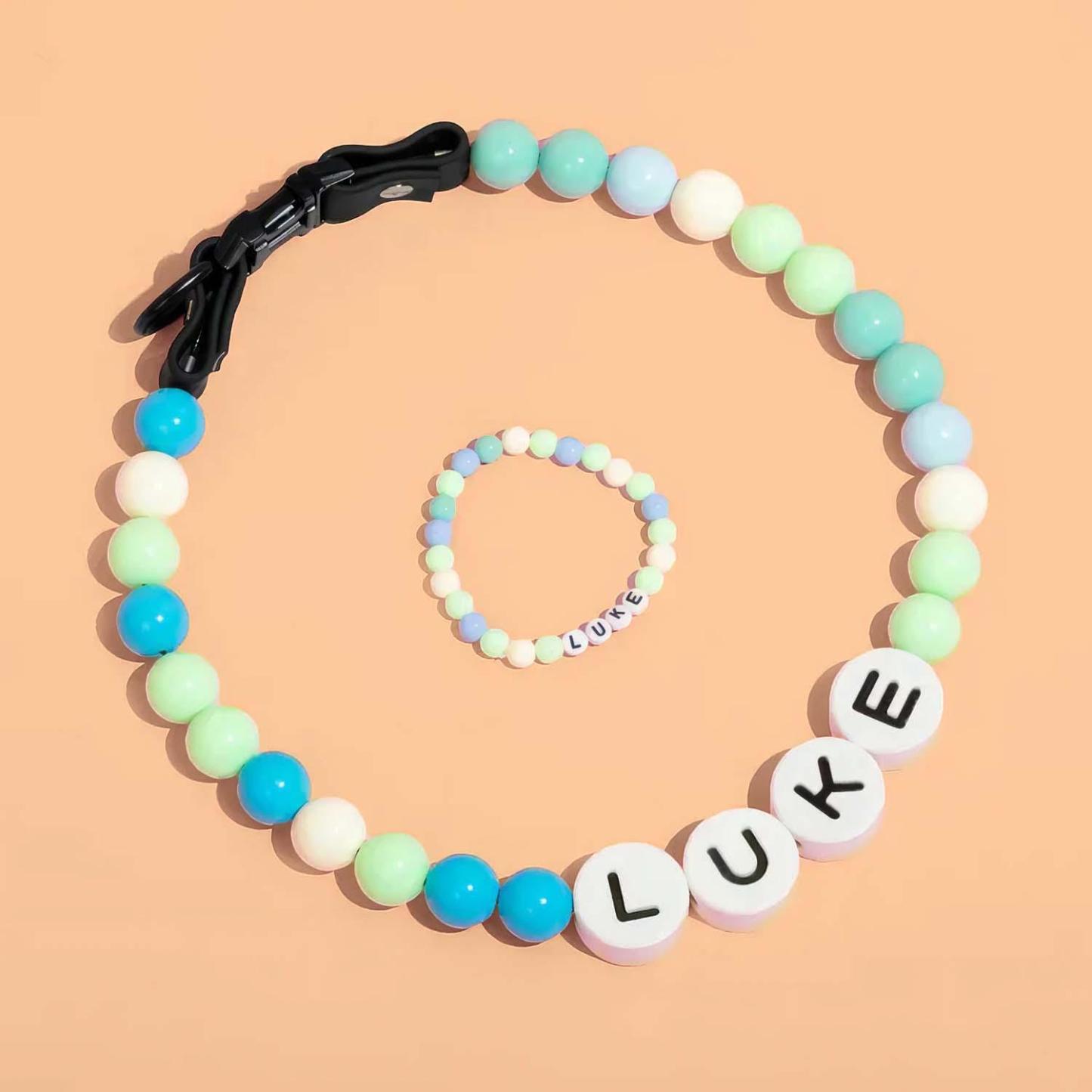 Personalized Pet Name Necklace – Comes with a Free Matching Bracelet Gift for Dog