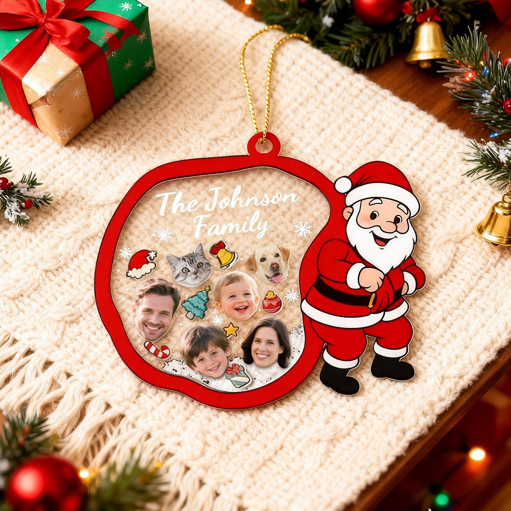 Ornement De Noël Shaker Personnalisé Avec Photos De Famille Et Texte Pour Noël