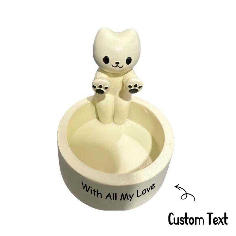 Bougeoirs En Céramique Avec Texte Personnalisé, Motif Chat, Uniquement En Céramique