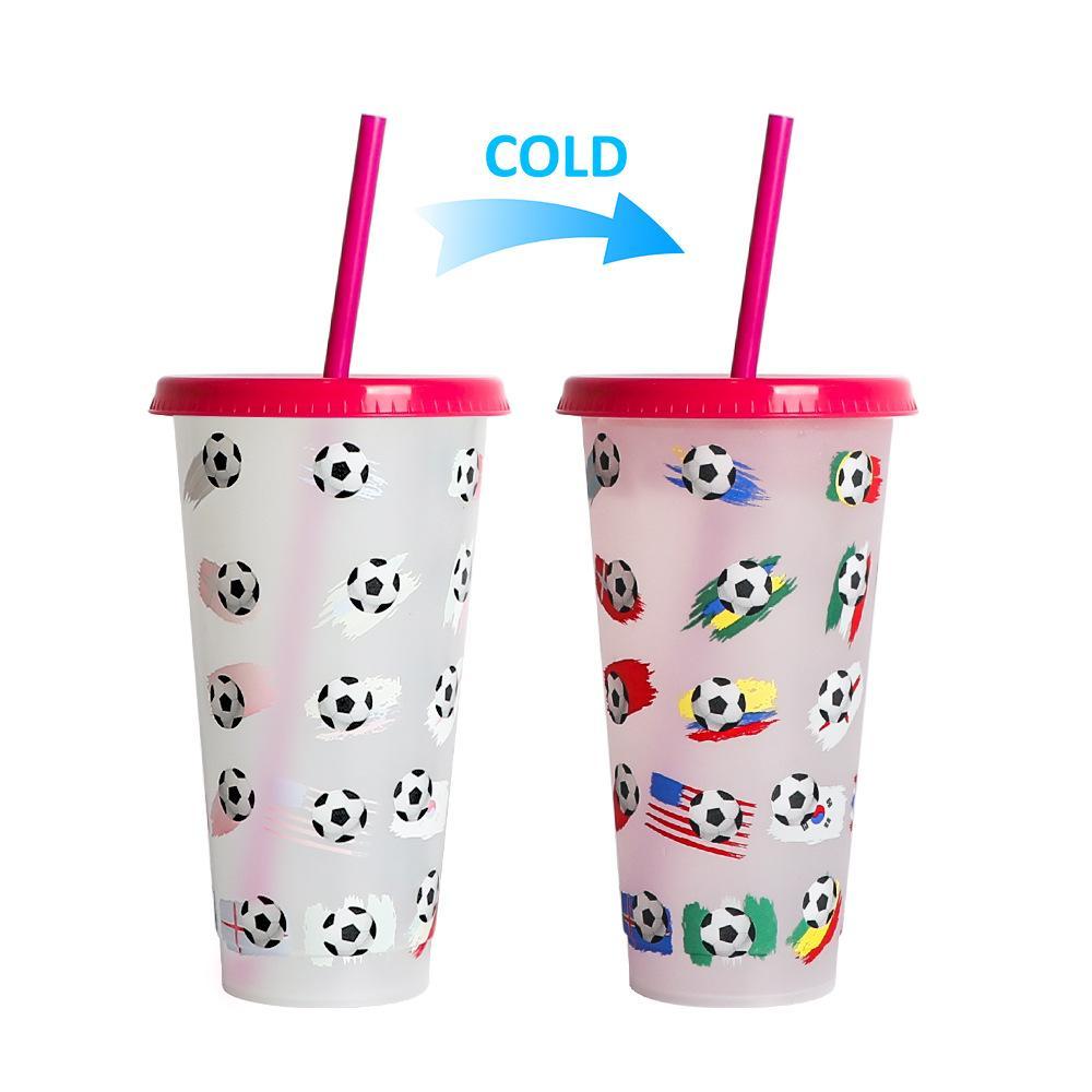 Color-Changing Straw Cup for Soccer Players Lovers Soccer Fans Fun Drinkware
