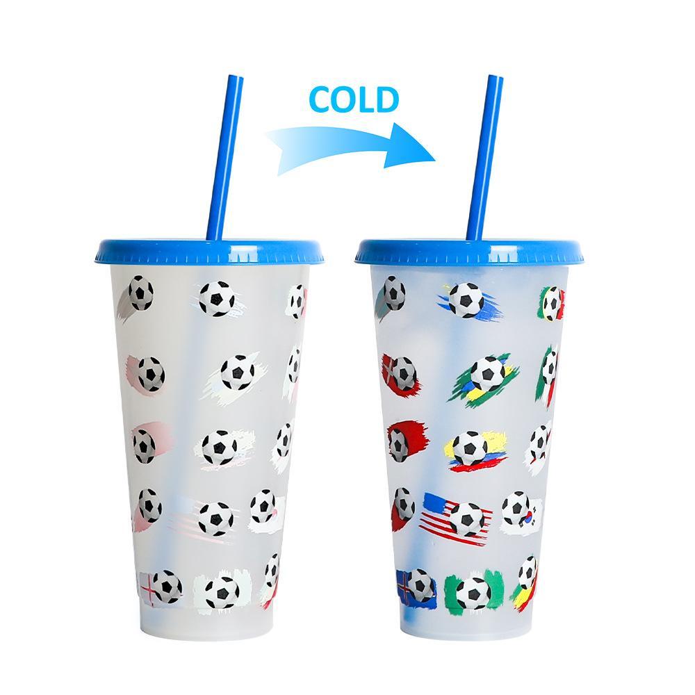 Color-Changing Straw Cup for Soccer Players Lovers Soccer Fans Fun Drinkware
