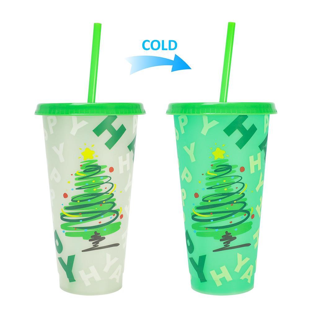 Color-Changing Straw Cup for Christmas Fun Party Drink ware