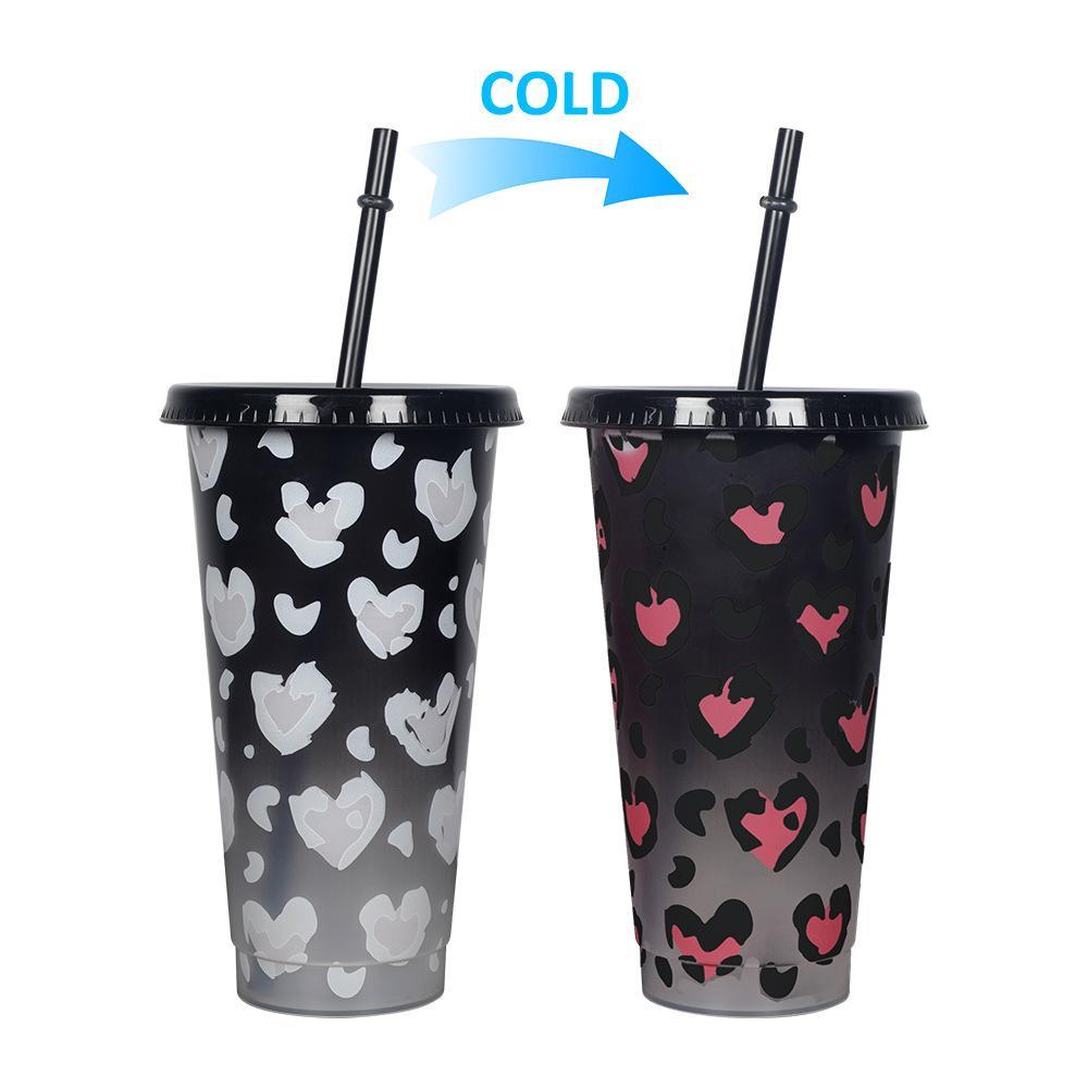 Color-Changing Straw Cup for Lovers Girlfriends boyfriends Couples Valentine's Day Fun Party Drink Ware