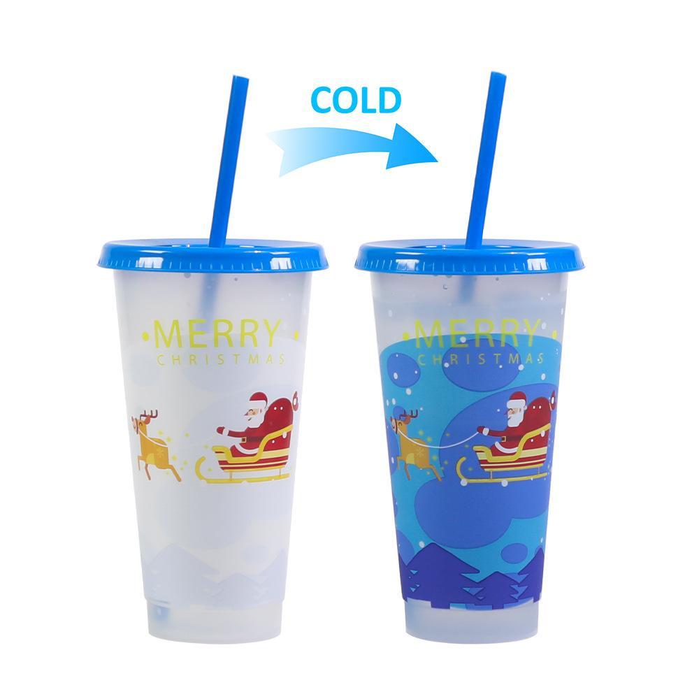 Color-Changing Straw Cup for Christmas Fun Party Drink ware