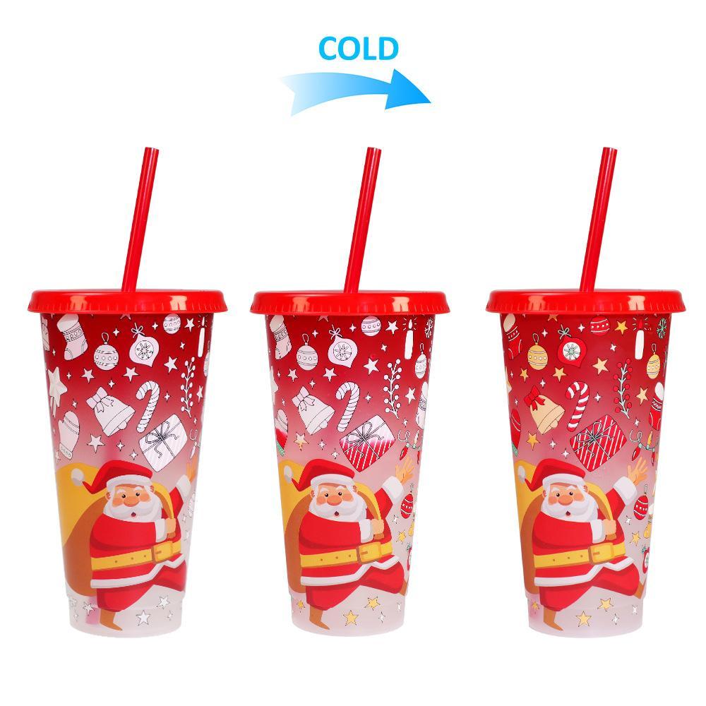 Color-Changing Straw Cup for Christmas Fun Party Drink ware