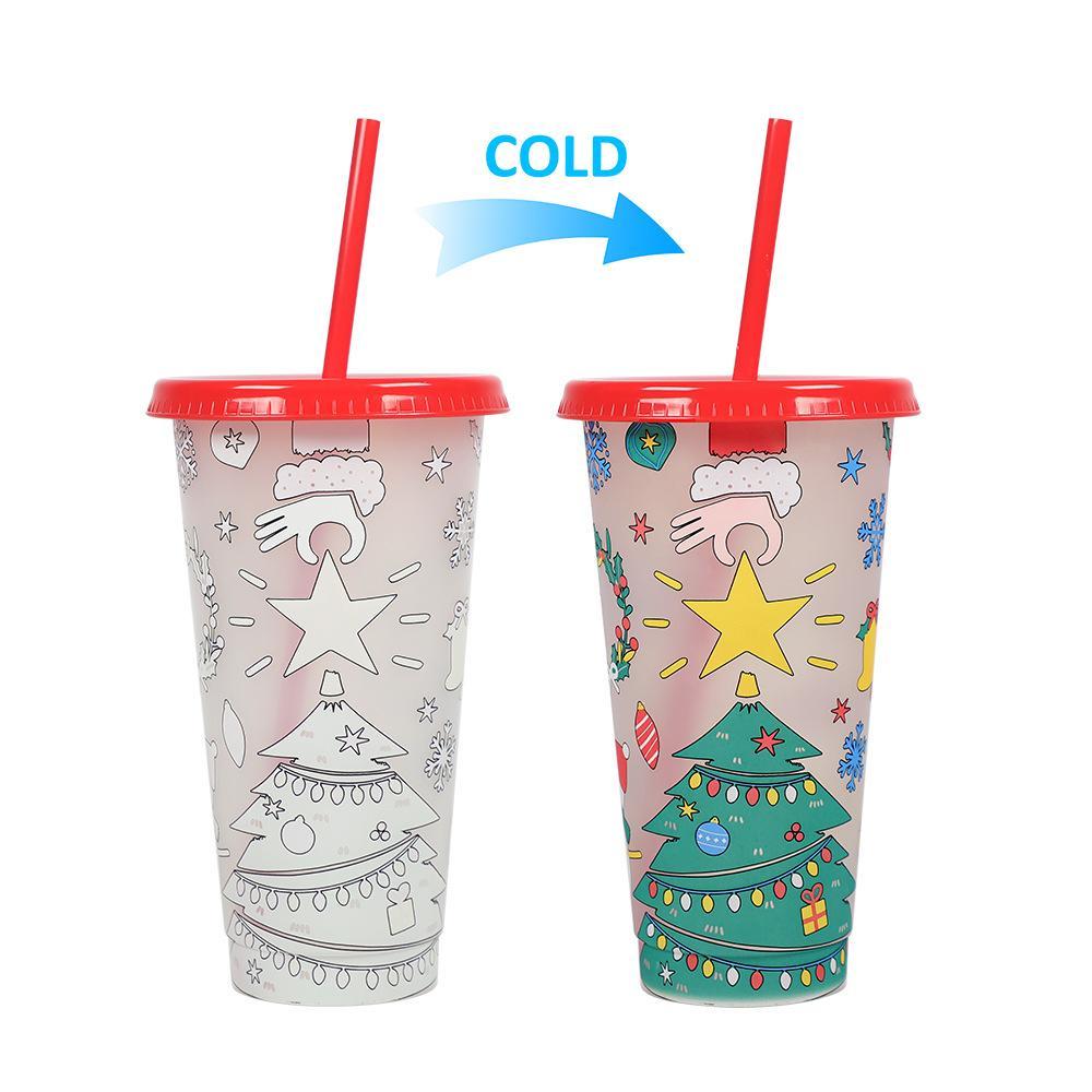 Color-Changing Straw Cup for Christmas Fun Party Drink ware