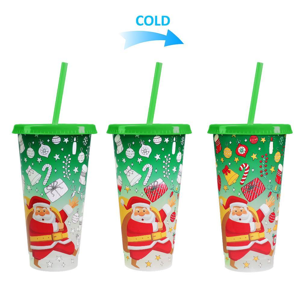 Color-Changing Straw Cup for Christmas Fun Party Drink ware