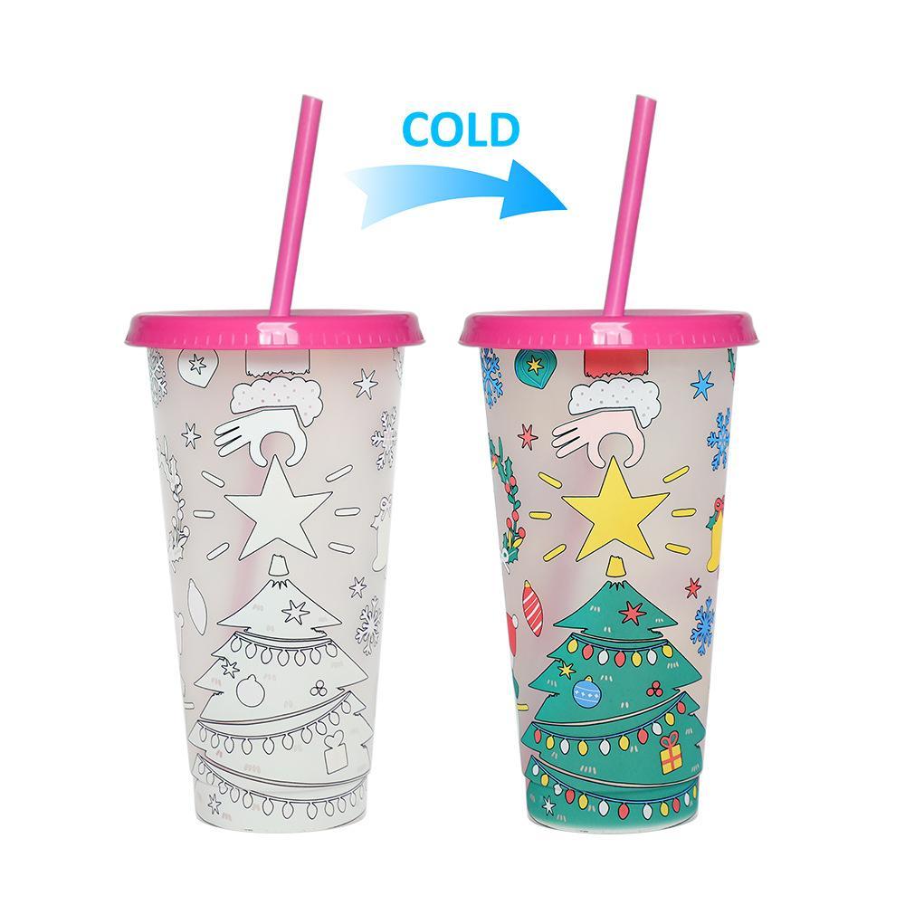 Color-Changing Straw Cup for Christmas Fun Party Drink ware