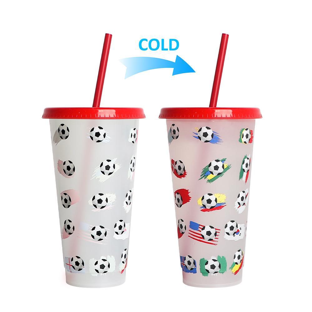 Color-Changing Straw Cup for Soccer Players Lovers Soccer Fans Fun Drinkware