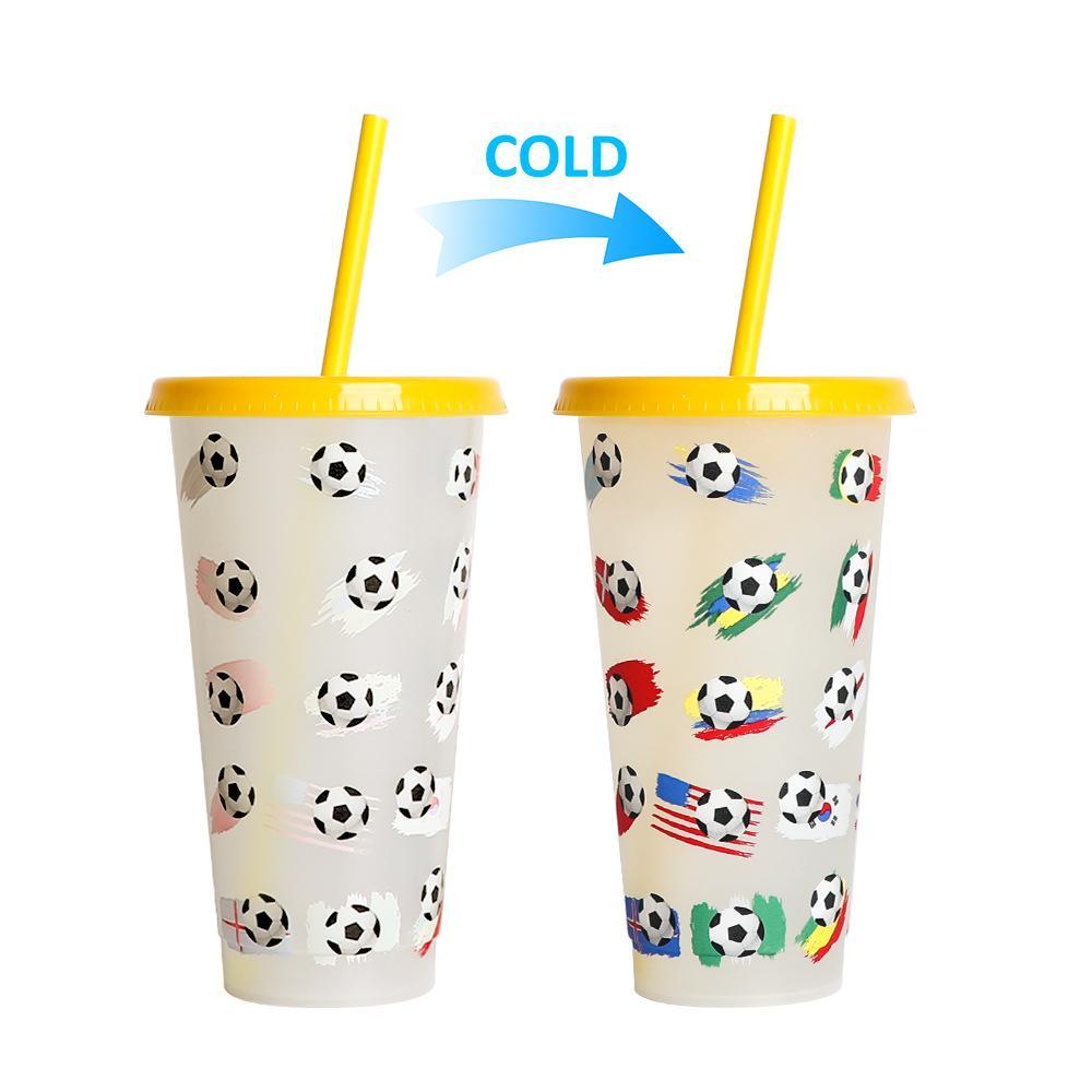 Color-Changing Straw Cup for Soccer Players Lovers Soccer Fans Fun Drinkware