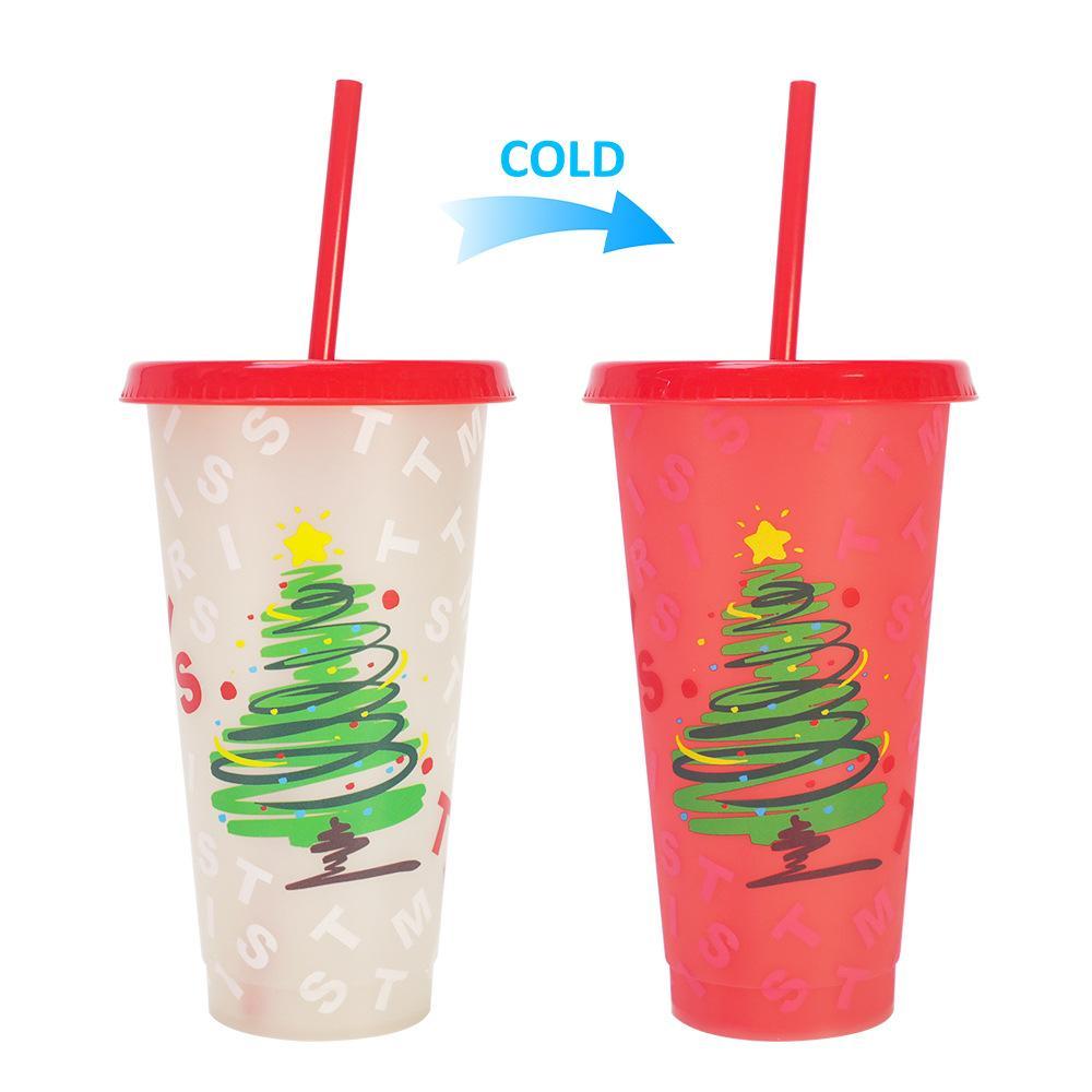 Color-Changing Straw Cup for Christmas Fun Party Drink ware