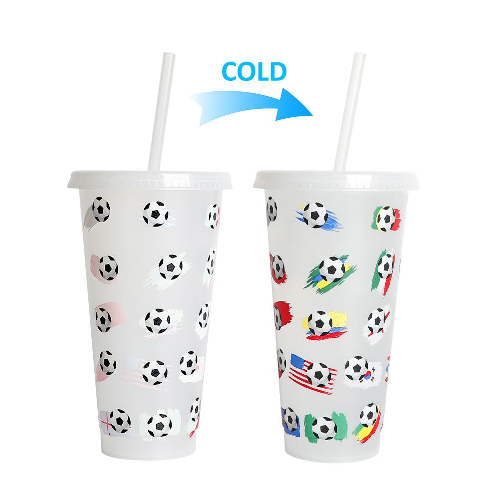 Color-Changing Straw Cup for Soccer Players Lovers Soccer Fans Fun Drinkware