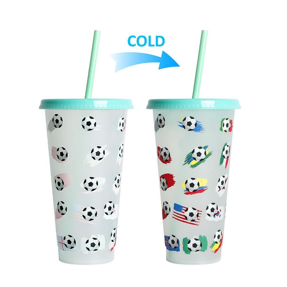 Color-Changing Straw Cup for Soccer Players Lovers Soccer Fans Fun Drinkware