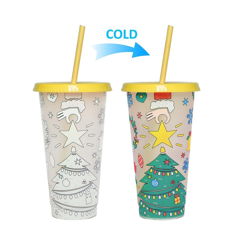 Color-Changing Straw Cup for Christmas Fun Party Drink ware