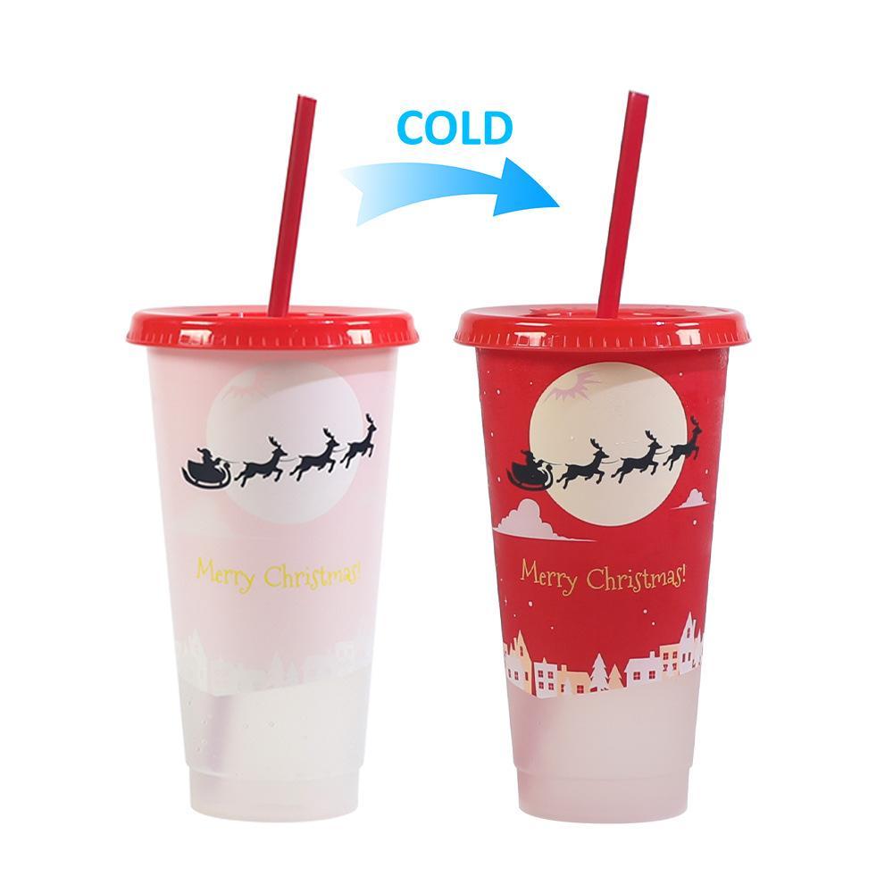 Color-Changing Straw Cup for Christmas Fun Party Drink ware