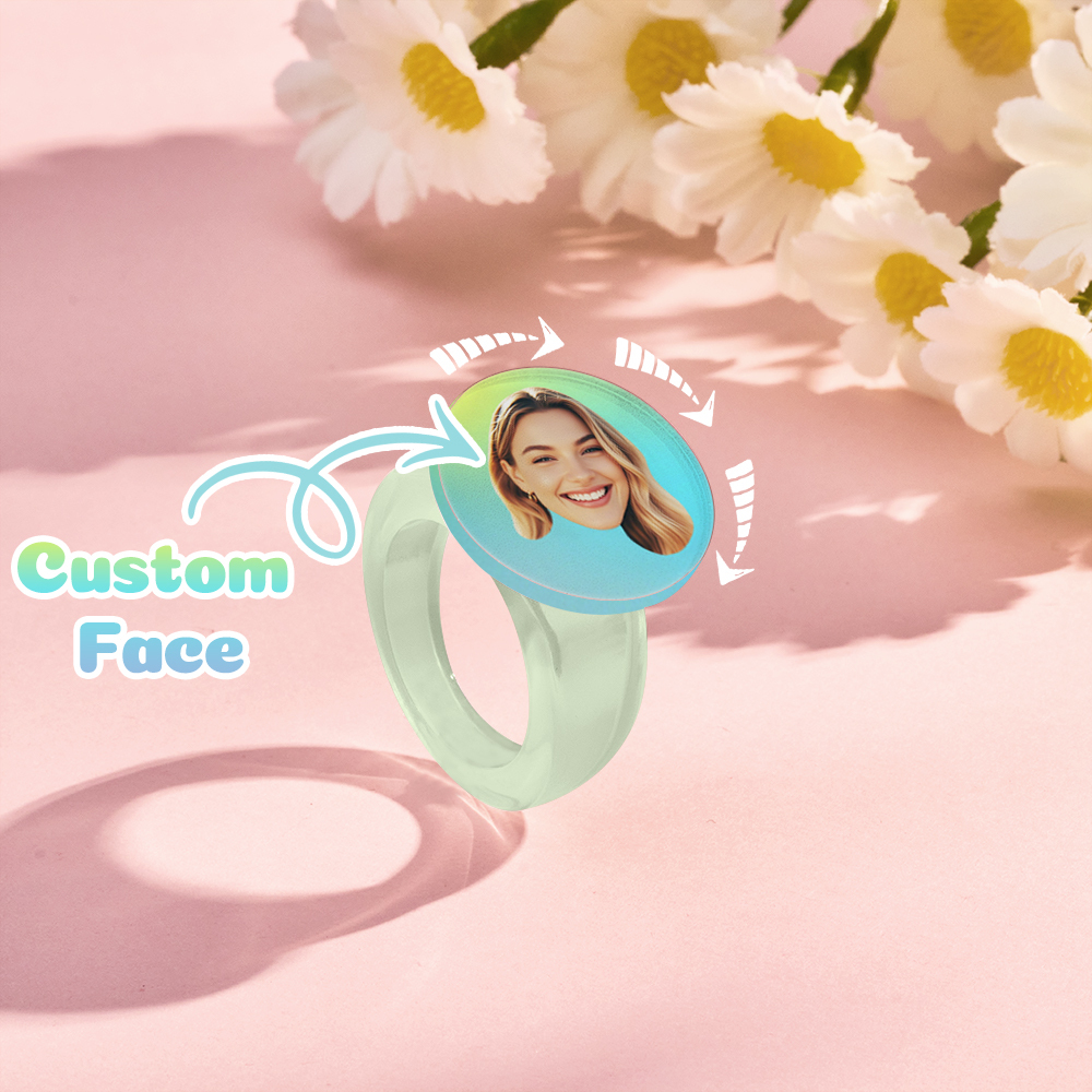 Custom Rotating Face Ring Personalized Photo Ring with 360° Spinning Design Unique Gift for Loved Ones