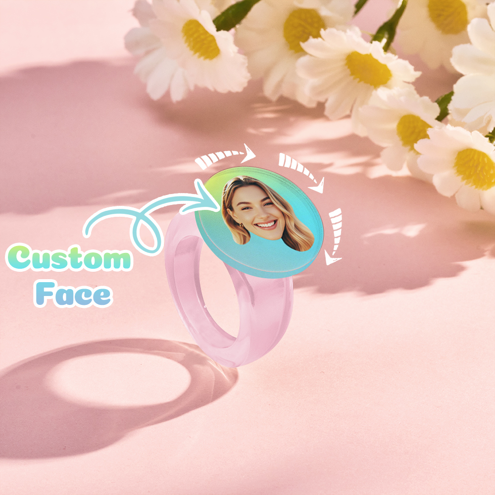 Custom Rotating Face Ring Personalized Photo Ring with 360° Spinning Design Unique Gift for Loved Ones