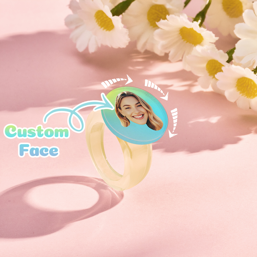 Custom Rotating Face Ring Personalized Photo Ring with 360° Spinning Design Unique Gift for Loved Ones