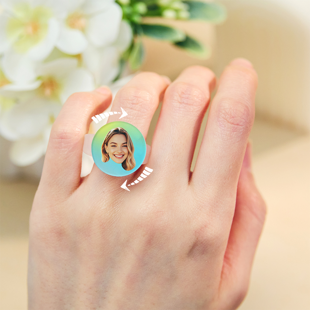 Custom Rotating Face Ring Personalized Photo Ring with 360° Spinning Design Unique Gift for Loved Ones