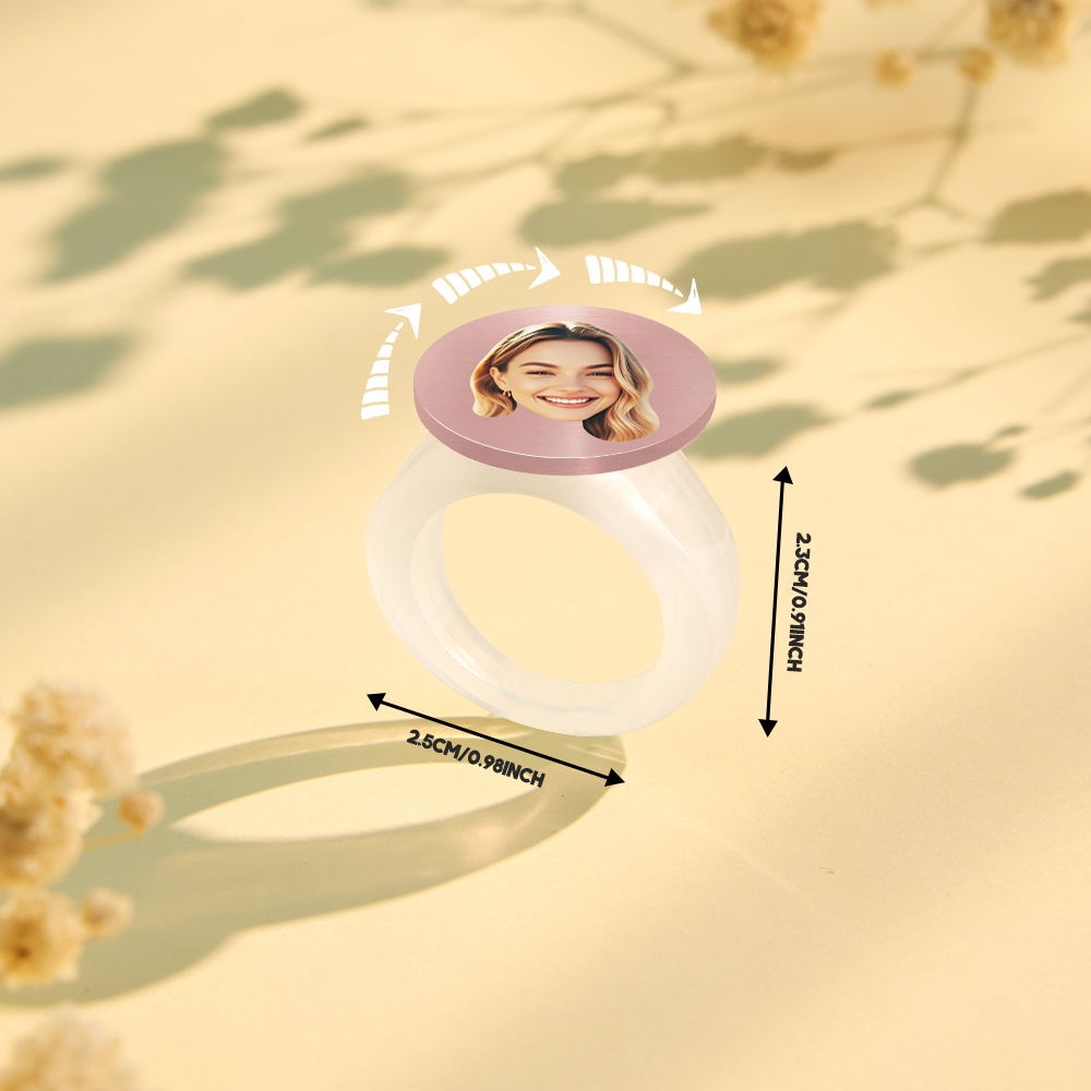 Custom Rotating Face Ring Personalized Photo Ring with 360° Spinning Design Unique Gift for Loved Ones