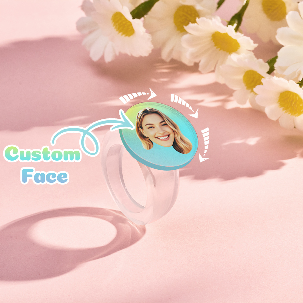 Custom Rotating Face Ring Personalized Photo Ring with 360° Spinning Design Unique Gift for Loved Ones