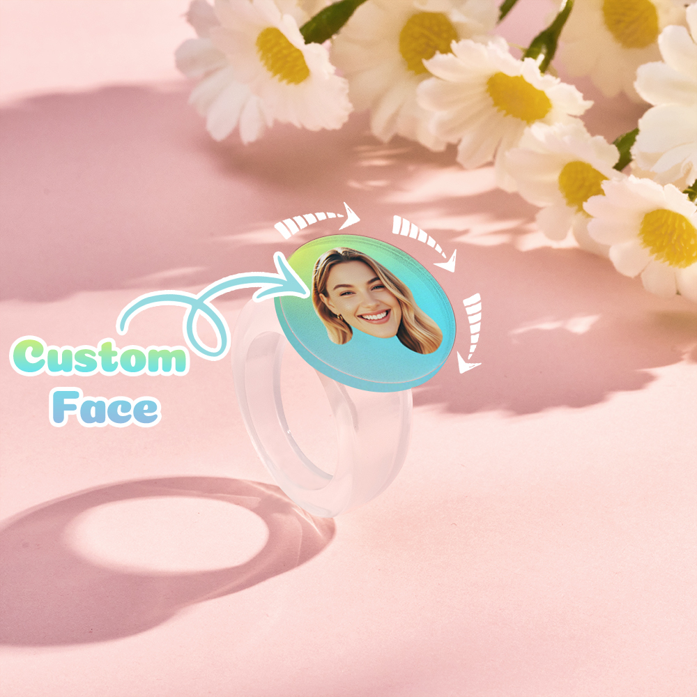 Custom Rotating Face Ring Personalized Photo Ring with 360° Spinning Design Unique Gift for Loved Ones