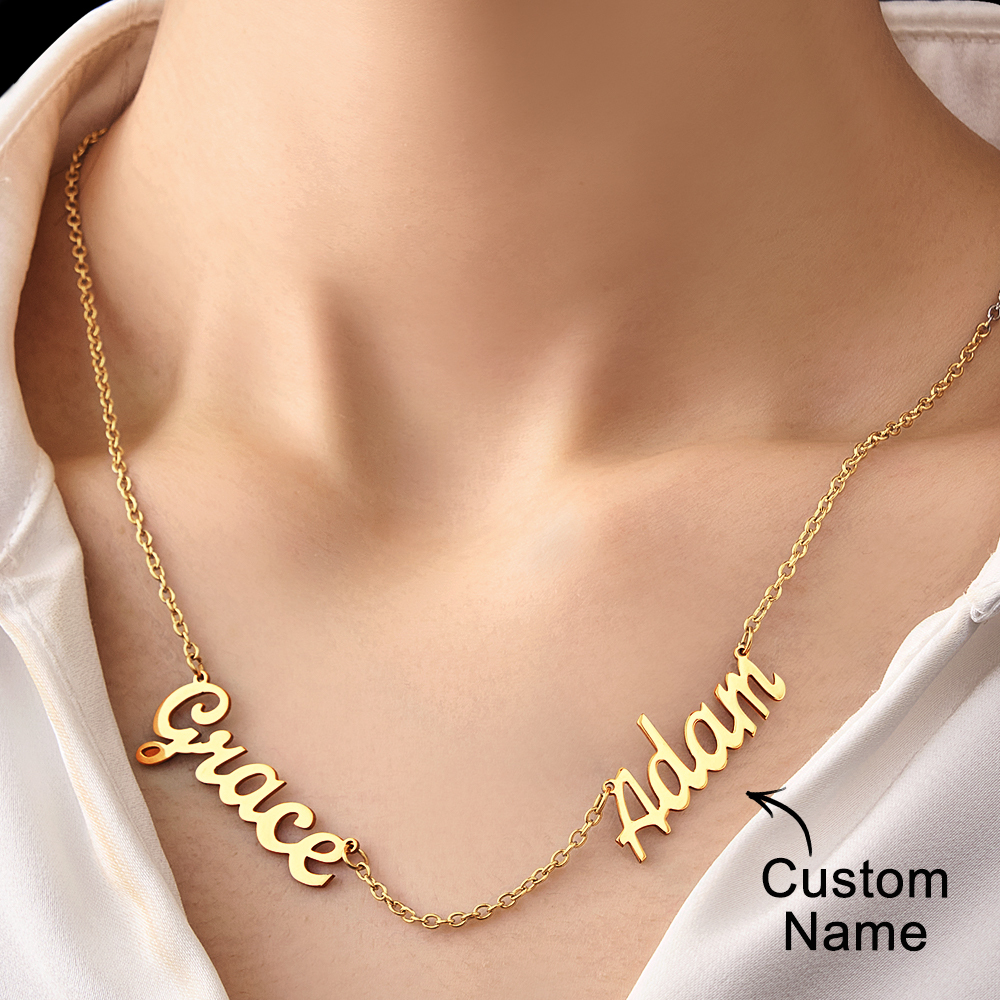 Collier Multi-noms Personnalisé, Collier Avec Plaque Signalétique Personnalisée Pour La Famille, Les Amis Et Les Couples - CustWitFR