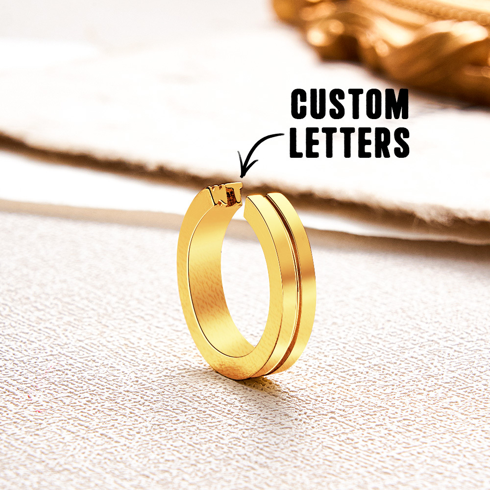 Custom Initial Ring Personalized Ring With Letters Design Unique Gift For Lovers