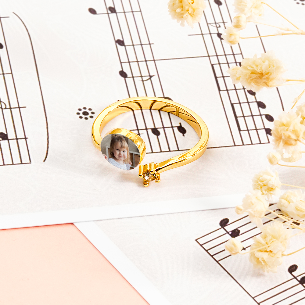 "Forever in My Heart" Custom Photo & Birthstone Ring Meaningful Mother's Day Jewelry