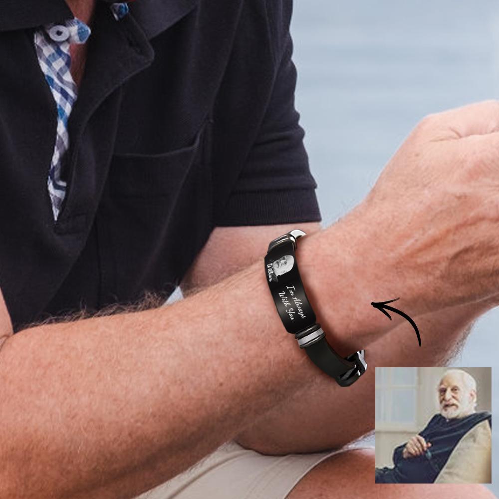 Bracelet Photo Personnalisé Pour Homme, Gravé, Souvenir Photo - CustWitFR