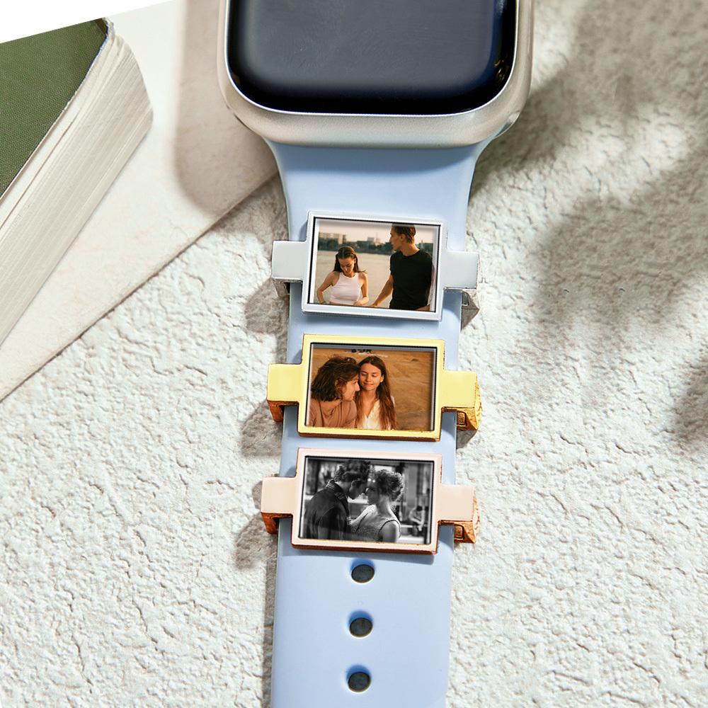 Customized Couple Watch Band Charm – Engraved Picture Accessory for Smartwatches