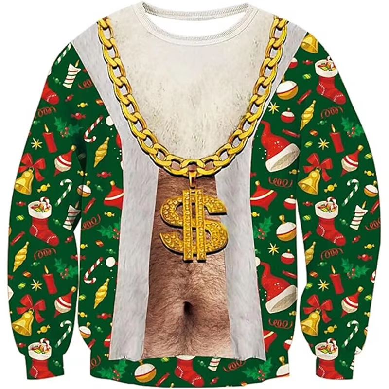 Sweat-shirt De Noël Humoristique Pour Hommes Et Femmes – Pull De Noël Moche, Sweat-shirt De Noël Original à Col Rond - CustWitFR