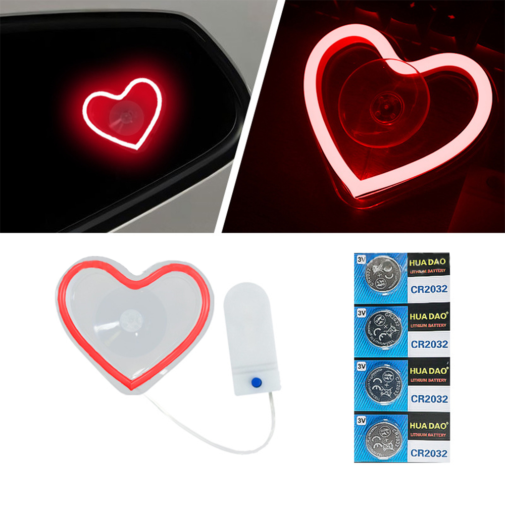 LED Heart Neon Light for Car Triangle Window – Battery Powered Interior Atmosphere Lamp