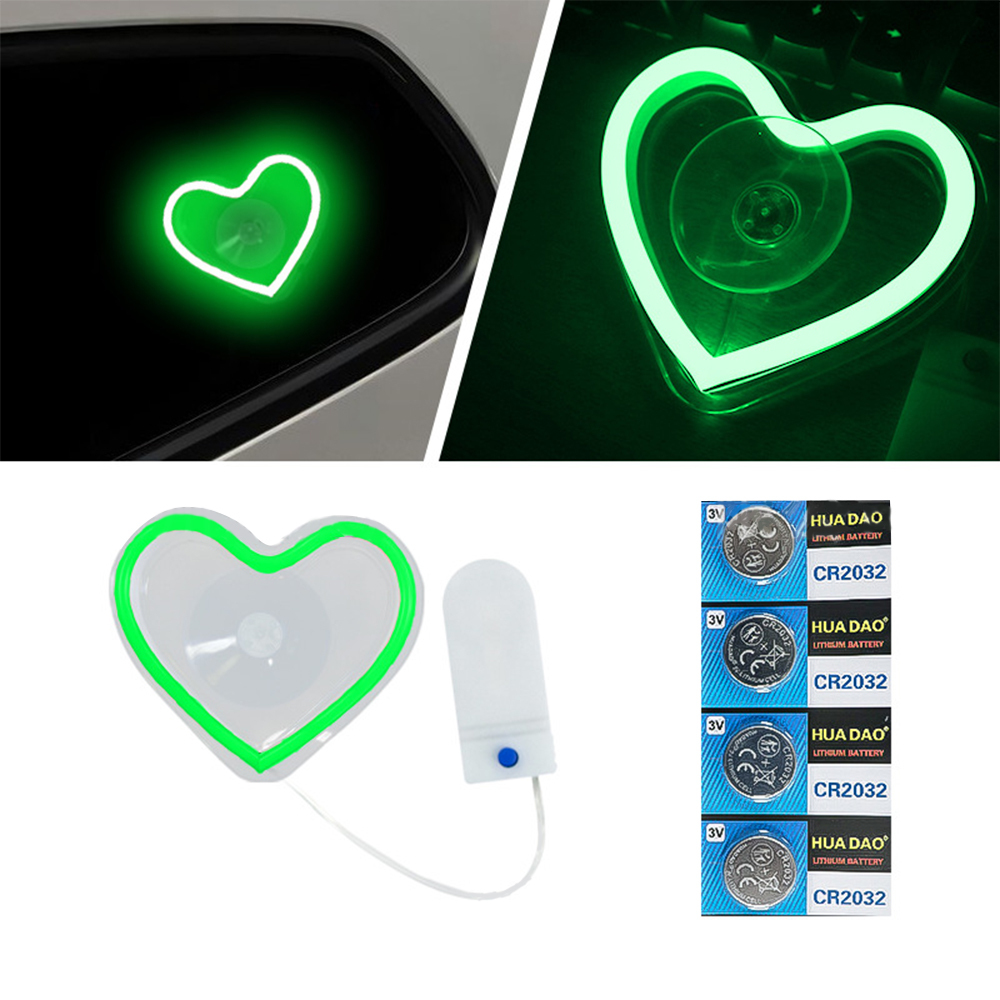 LED Heart Neon Light for Car Triangle Window – Battery Powered Interior Atmosphere Lamp