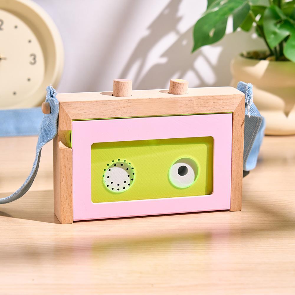 Wooden Mini Tape Recorder for Kids – Portable & Eco-Friendly Music Player with Denim Strap