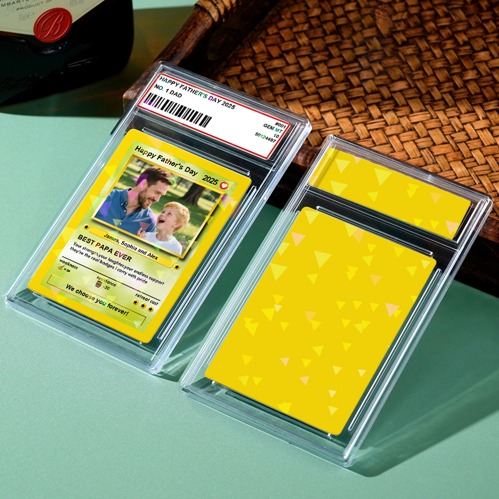 Carte Personnalisée Pour Père, Style Argile, Mini-cadeau Rétro Inspiré Du Dessin Animé Pour Lui, Photo, Texte, Carte À Piquer - CustWitFR