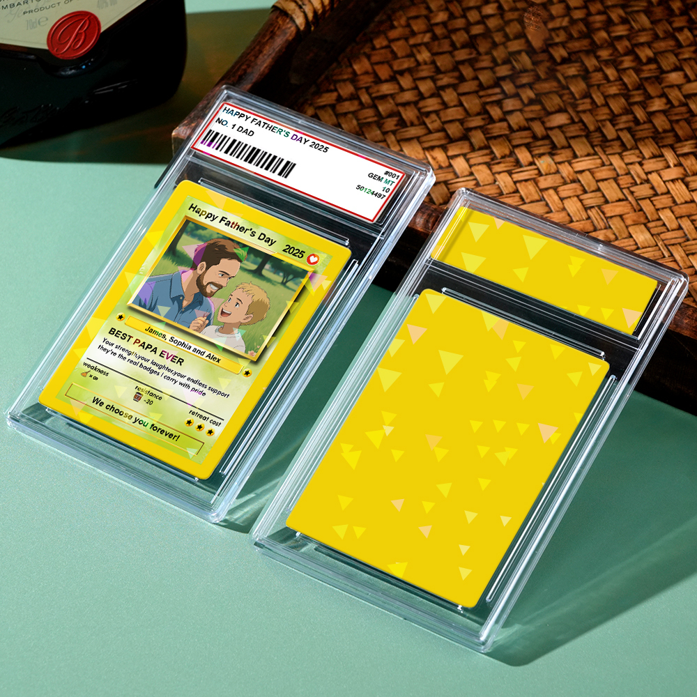 Carte Personnalisée Pour Père, Style Argile, Mini-cadeau Rétro Inspiré Du Dessin Animé Pour Lui, Photo, Texte, Carte À Piquer - CustWitFR