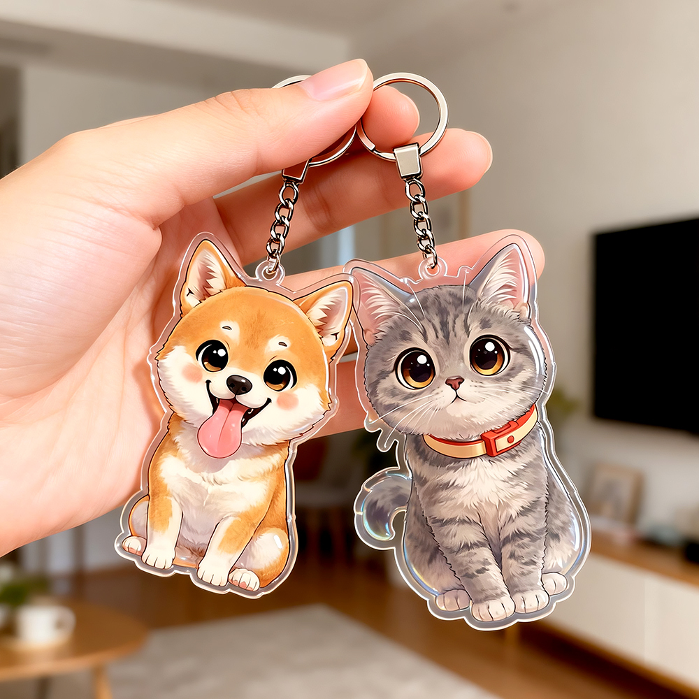 Porte-clés Chibi Personnalisés En Acrylique, Réalisés À Partir De Votre Photo Préférée. Parfaits Pour Les Anniversaires, Les Fêtes Ou Noël.