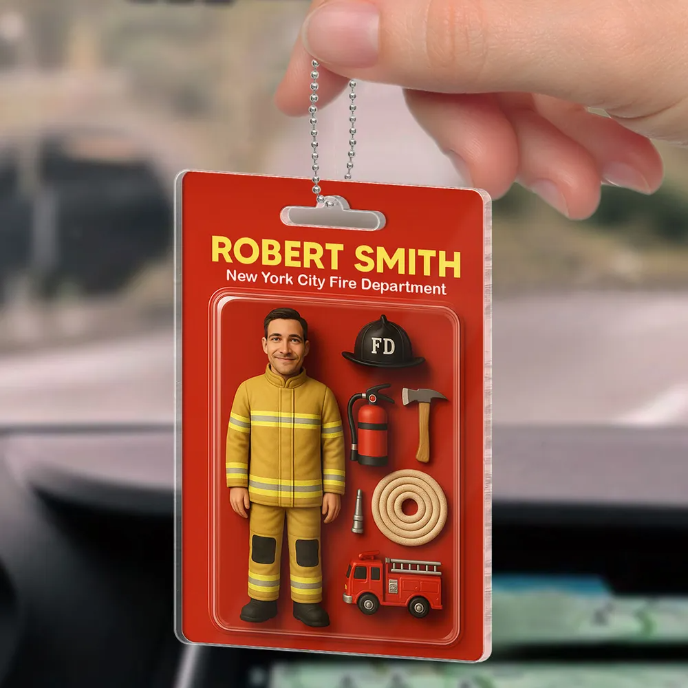 Figurine D'action Effet 3d Personnalisée, Emballage De Style Boîte À Jouets, Cadeau Artistique, Cintre De Voiture En Acrylique Personnalisé, Cadeau Pour Papa - CustWitFR