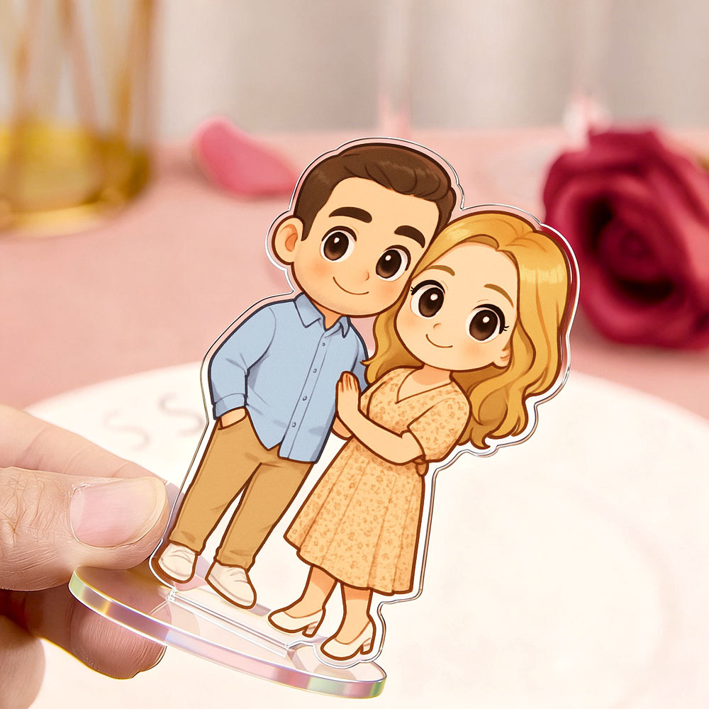 Présentoir Acrylique Personnalisé Style Anime Avec Photo, Cadeau Idéal Pour La Famille Ou Un Couple.