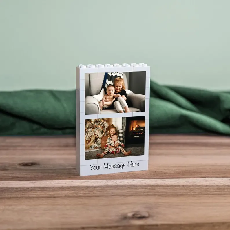 Personalised Brick Photo Puzzle, Custom Building Block Gift for Dad