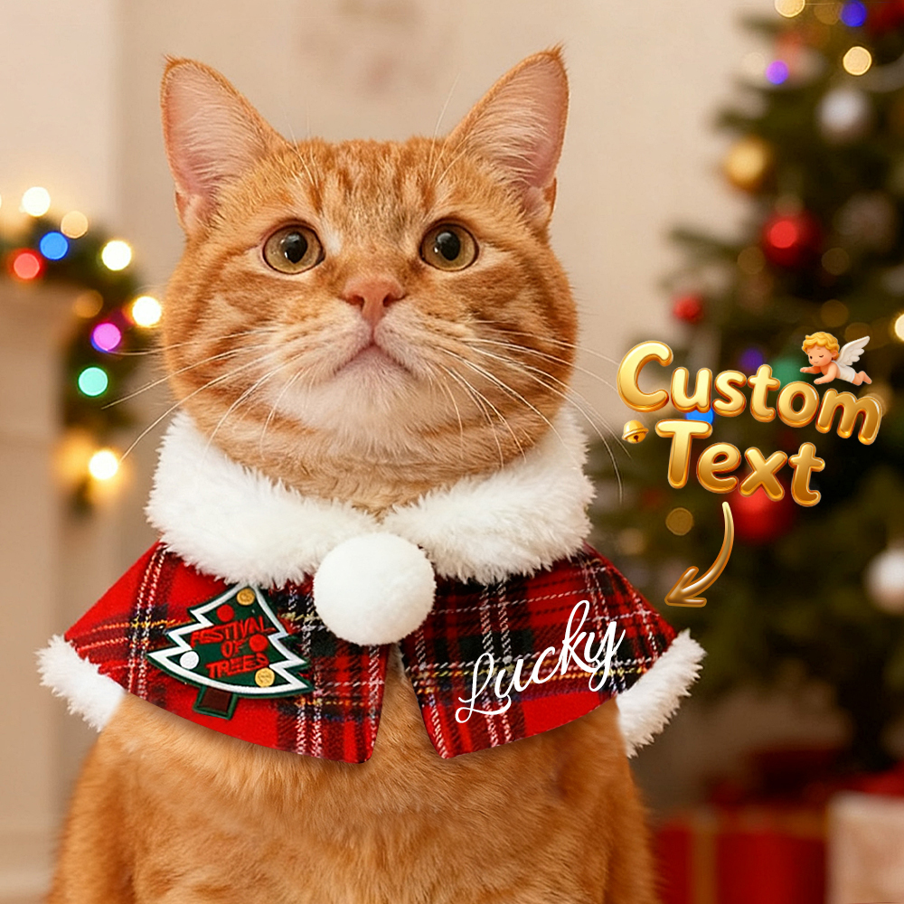 Écharpe personnalisée pour animaux de compagnie avec col en peluche, cape de Noël pour animaux, chauffe-cou pour chiens et chats, cadeau de Noël pour les amoureux des animaux