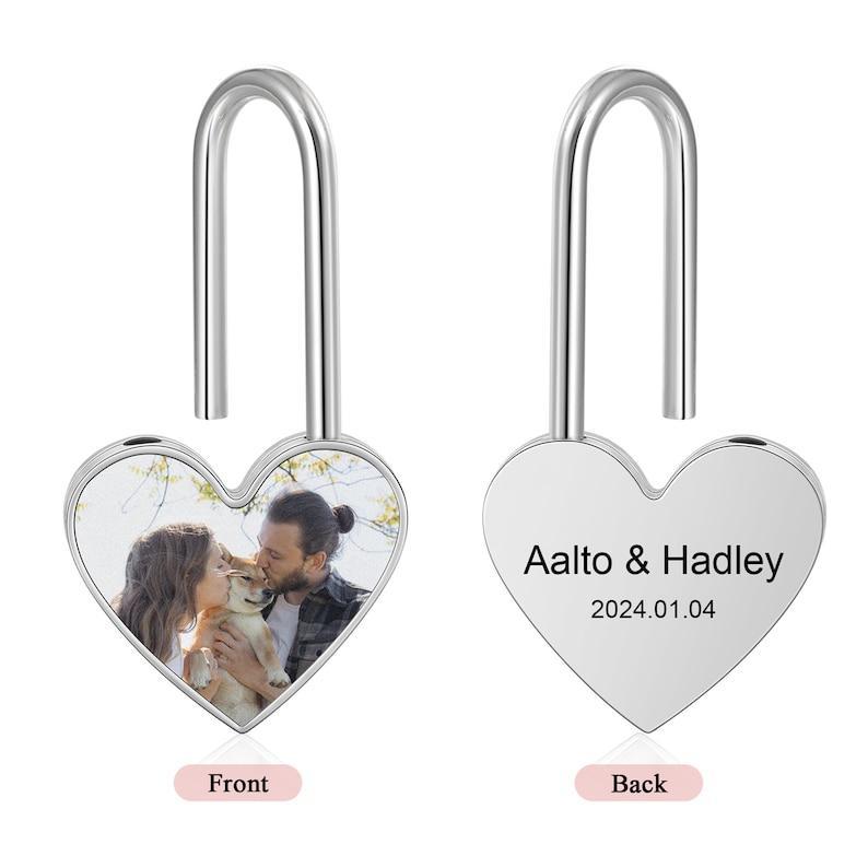 Cadenas Rond Personnalisé Avec Photo En Forme De Cœur Et Texte. Cadeau Significatif Pour Les Couples, Idéal Pour Un Anniversaire De Mariage.